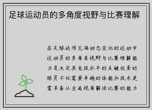 足球运动员的多角度视野与比赛理解